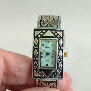 Geneva Women's Watch 18mm Silver Finish Cross Bangle Cuff – New Battery